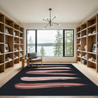 Minimalist Rose Gold Abstract Brushstroke Rug
