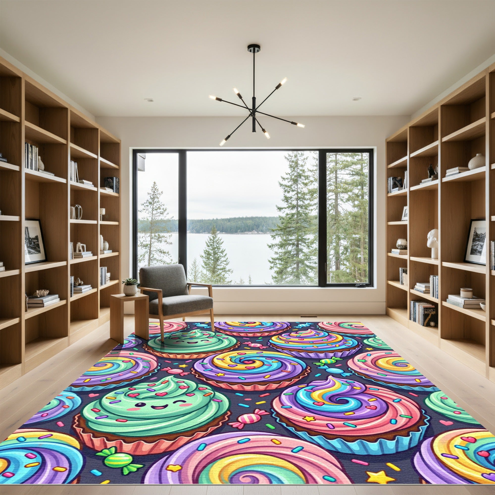 Whimsical Pastel Cupcake and Candy Swirls Rug