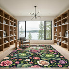 Enchanted Rose and Cabbage Garden Floral Rug