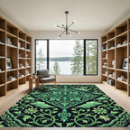 Emerald Green Floral Cloud Scroll Rug