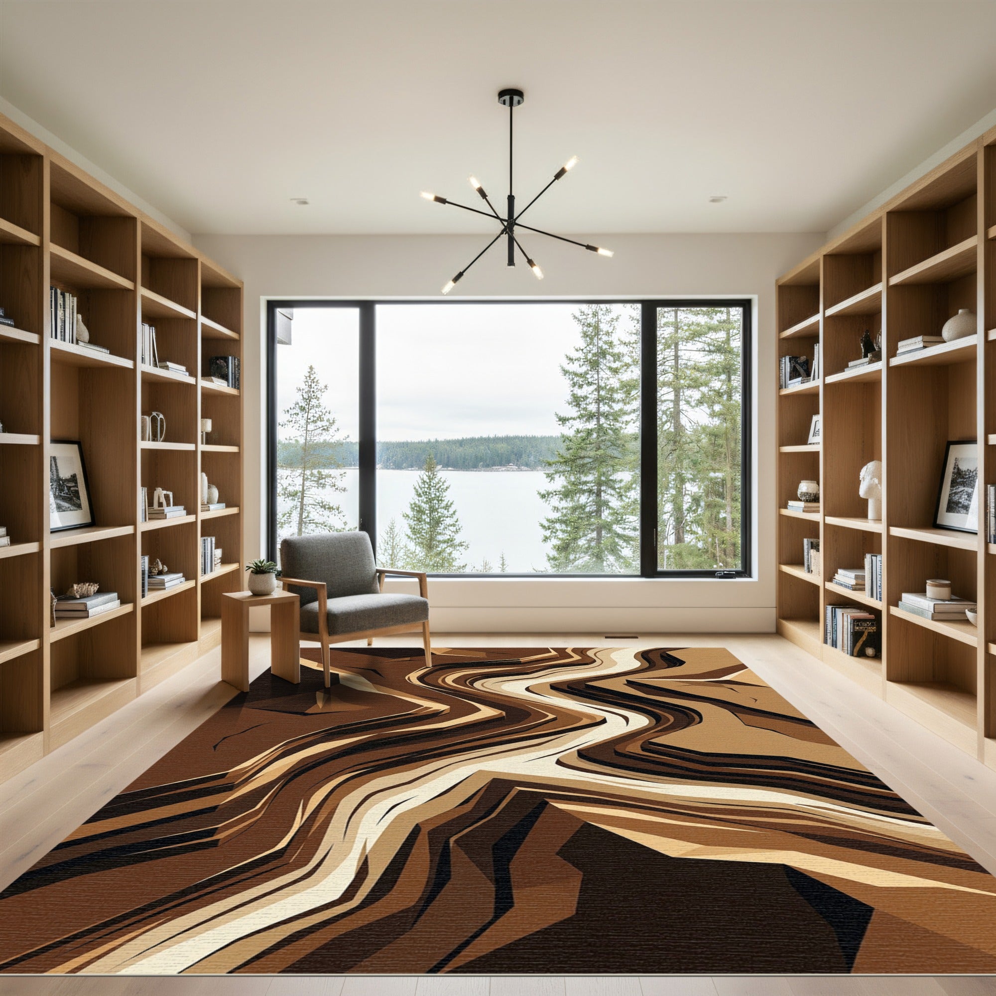 Abstract Earthen Layered Wave Rug