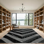 Monochromatic Geometric Illusion Stairs Rug