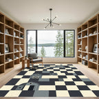 Gray Barns Checkerboard Farm Scene Rug