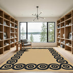 Bold Black Continuous Swirl Border Rug