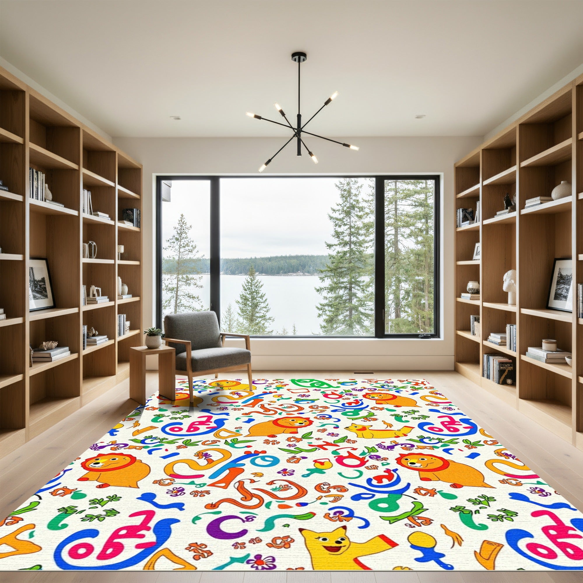 Playful Lion Cub Whimsical Alphabet Rug