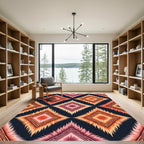 Red Orange Diamond Ethnic Tribal Rug