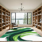 Vibrant Abstract Emerald Swirl Echo Rug