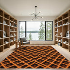 Golden Waffle Grid Abstract Geometric Rug