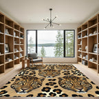 Golden Leopard Head Seamless Animal Hide Rug