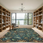 Emerald Teal Chrysanthemum Star Bloom Rug