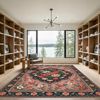 Coral Rose Garden Floral Medallion Rug