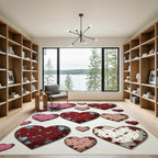 Distressed Multicolored Hearts Scattered Art Rug