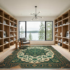 Deep Emerald Floral Arabesque Rug