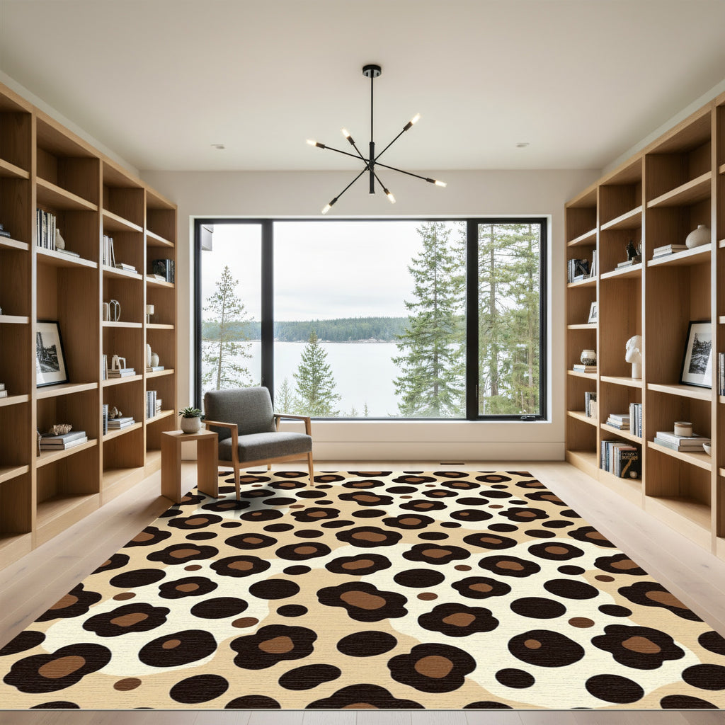 Warm Beige Leopard SpotsRug Rug