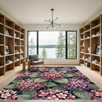 Pink Purple Hydrangea Floral Garden Rug