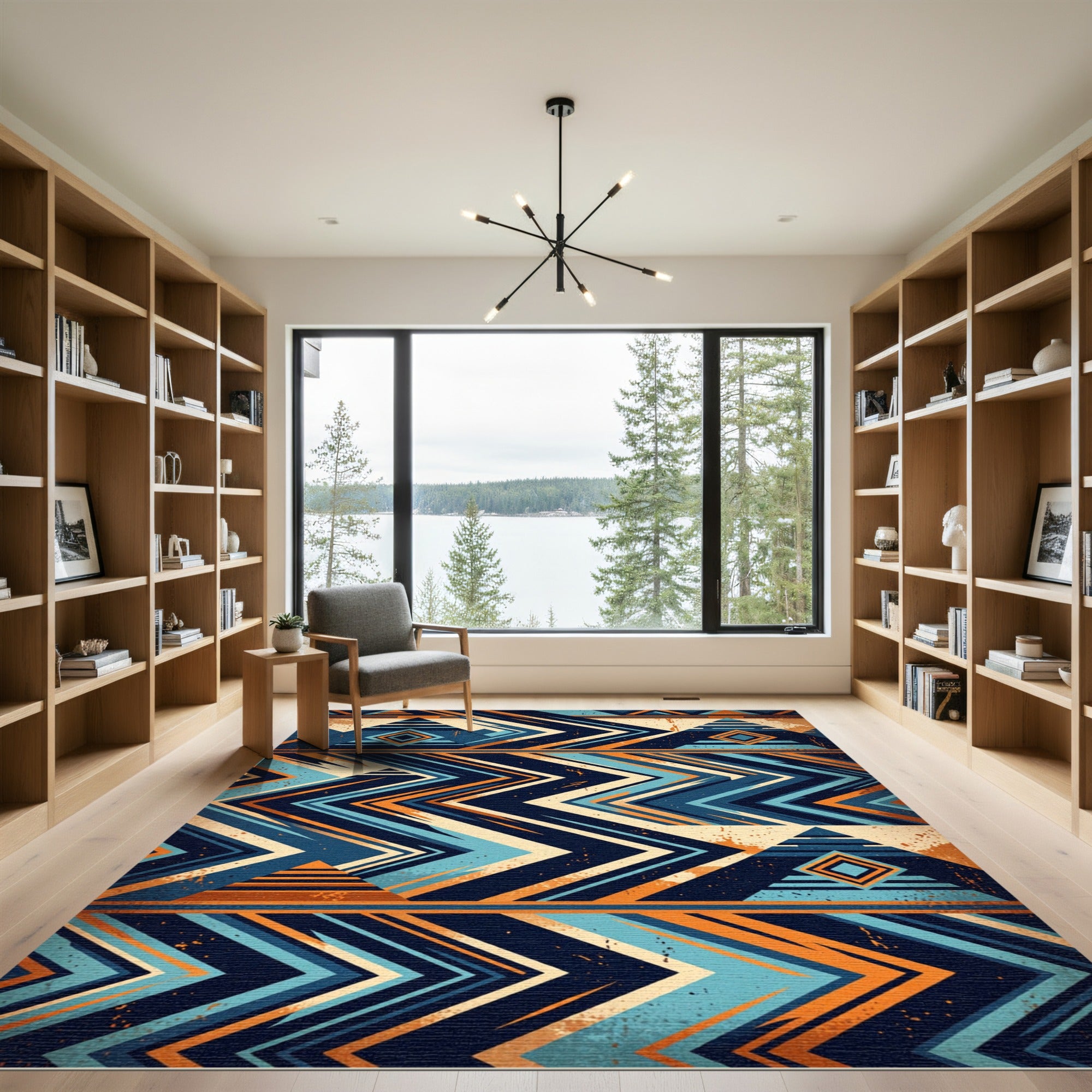 Bold Geometric Tribal Zigzag Rug