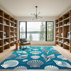 Aqua Blue Seashell Collection Rug