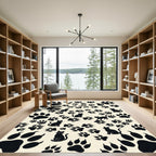 Whimsical Black Silhouette Cat Paw Rug