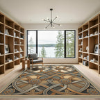 Intricate Golden Blue Interwoven Knot Rug