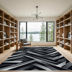 Abstract Gray Geometric Angular Rug