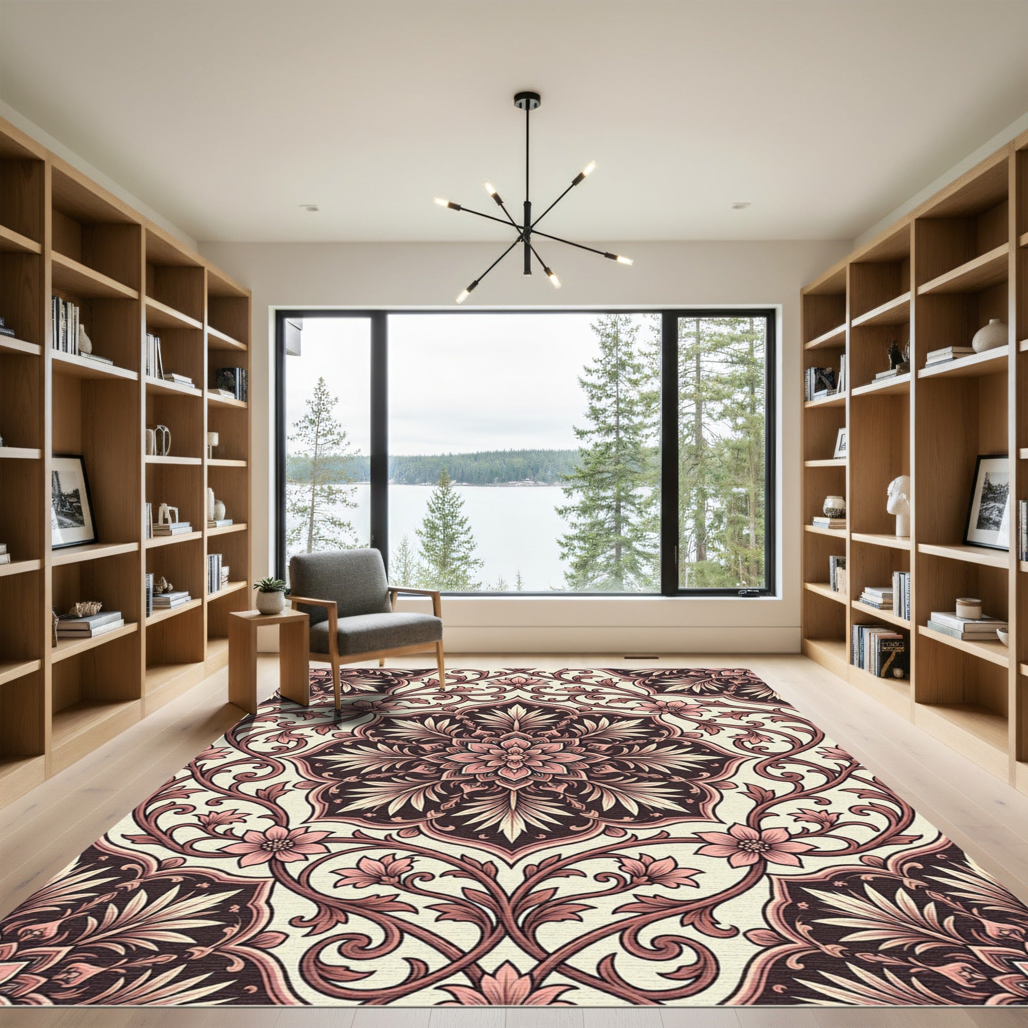 Crimson Floral Medallion Arabesque Rug