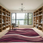 Crimson Pink Flowing Wave Rug