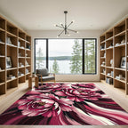 Crimson Pink Peony Floral Burst Rug