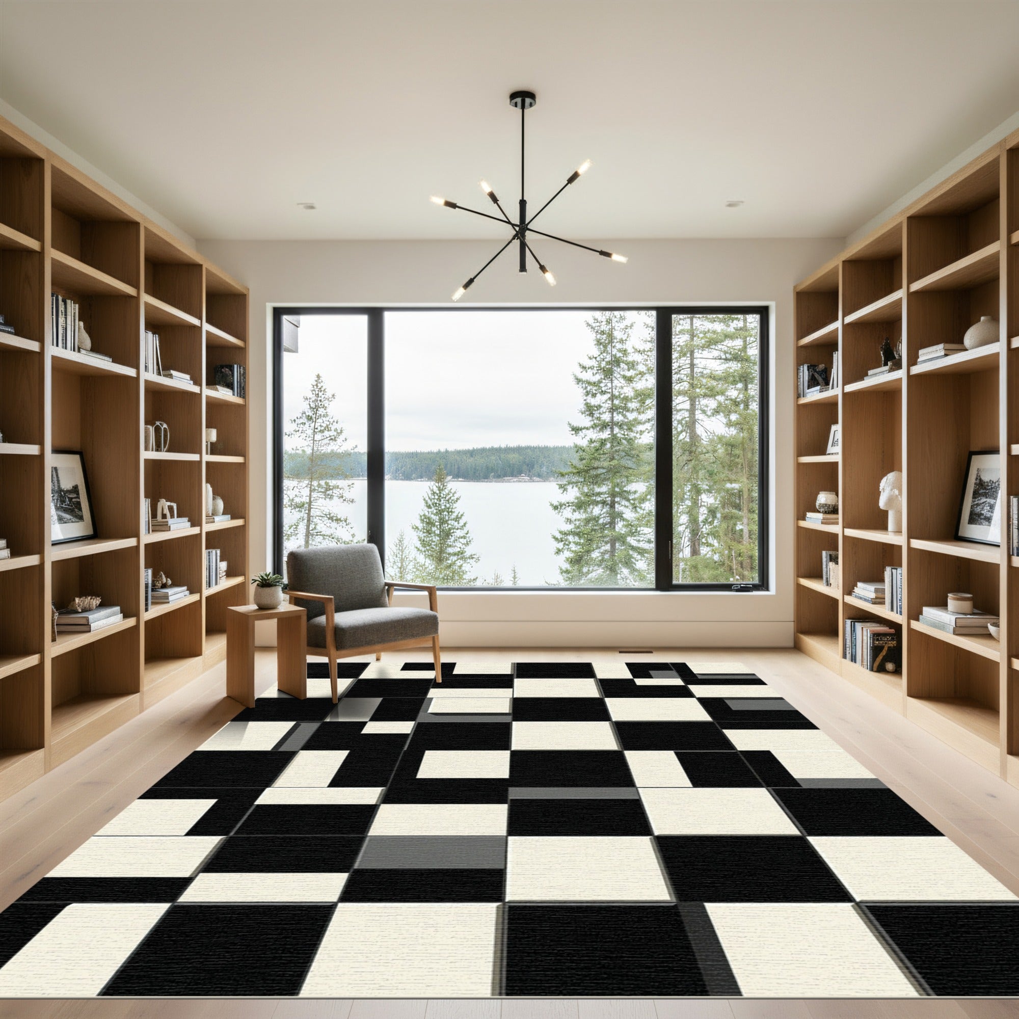 Monochromatic Geometric Block Arrangement Rug