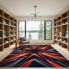 Bold Red Geometric Abstract Shards Rug