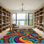 Vibrant Radiant Swirl Floral Art Rug