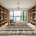 Woven Earthy Neutral Grid Texture Rug