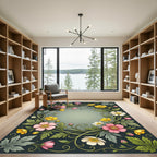 Pink Yellow White Floral Vine Rug