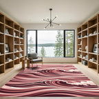 Crimson Ocean Swirl Abstract Wave Rug