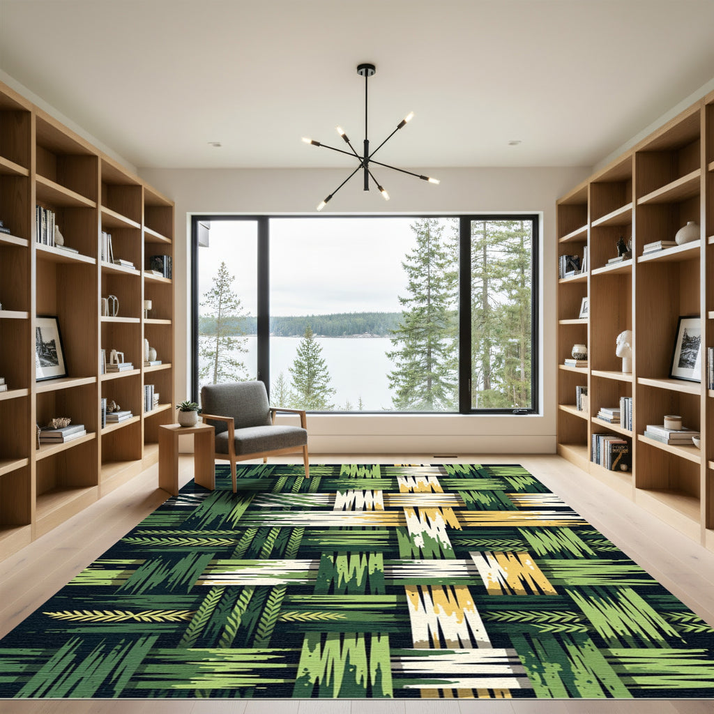 Woven Fern Leaf Stripe Rug