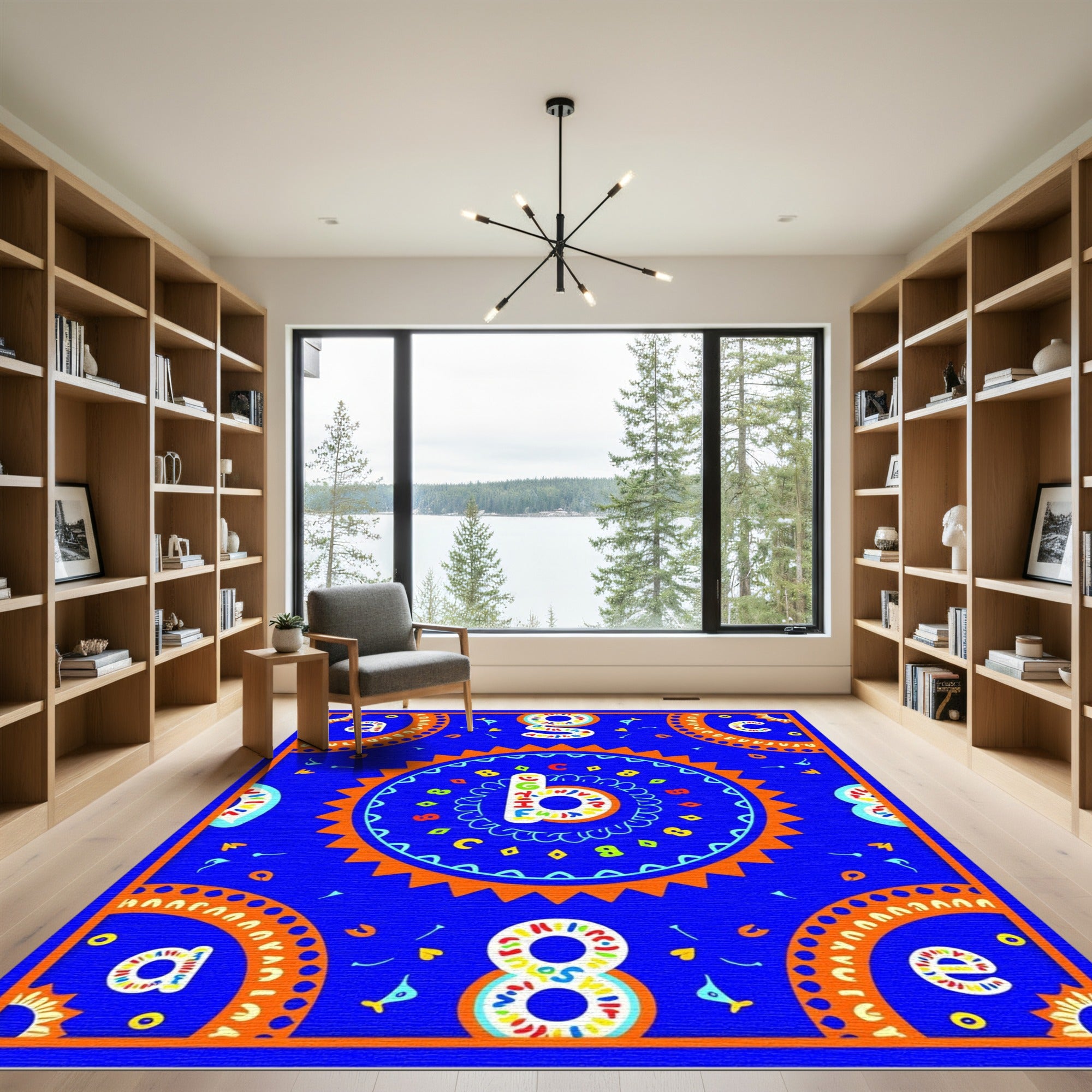 Colorful Alphabet Circles and Numbers Rug
