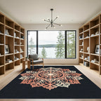 Lace Coral Ornate Floral Medallion Rug