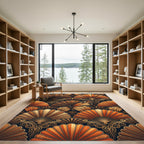 Golden Butterfly Fan Art Deco Rug