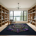 Elegant Teal Purple Thistle Swirl medallion Rug