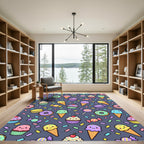 Cute Kawaii Pastel Sweets Charcoal Backdrop Rug