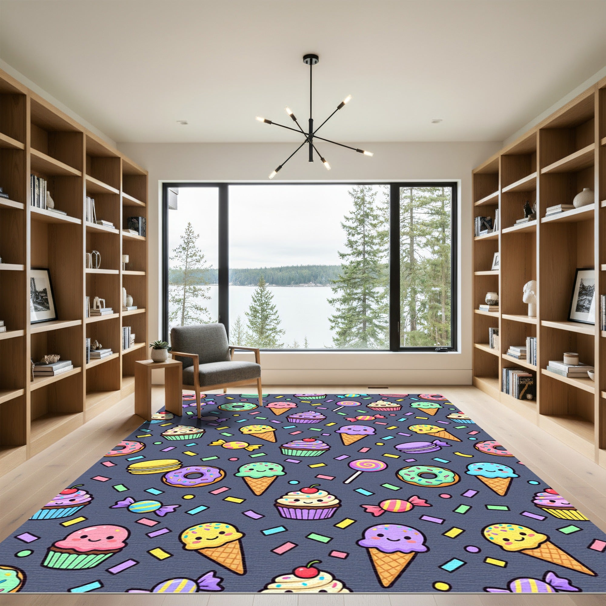 Cute Kawaii Pastel Sweets Charcoal Backdrop Rug