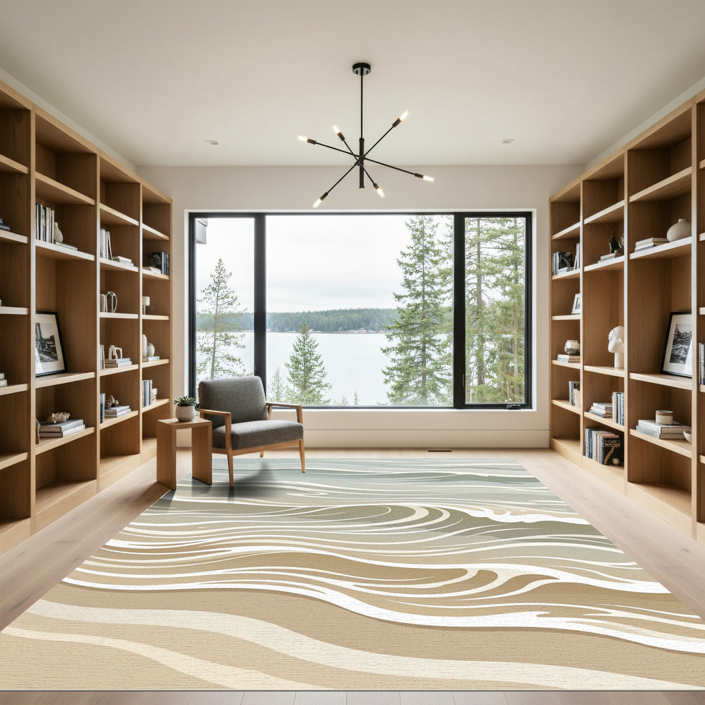 Sandy Beach Abstract Wave Rug