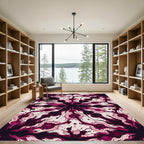 Crimson Abstract Swirl Flow Rug