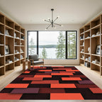 Crimson Offset Rectangles Stacked Rug