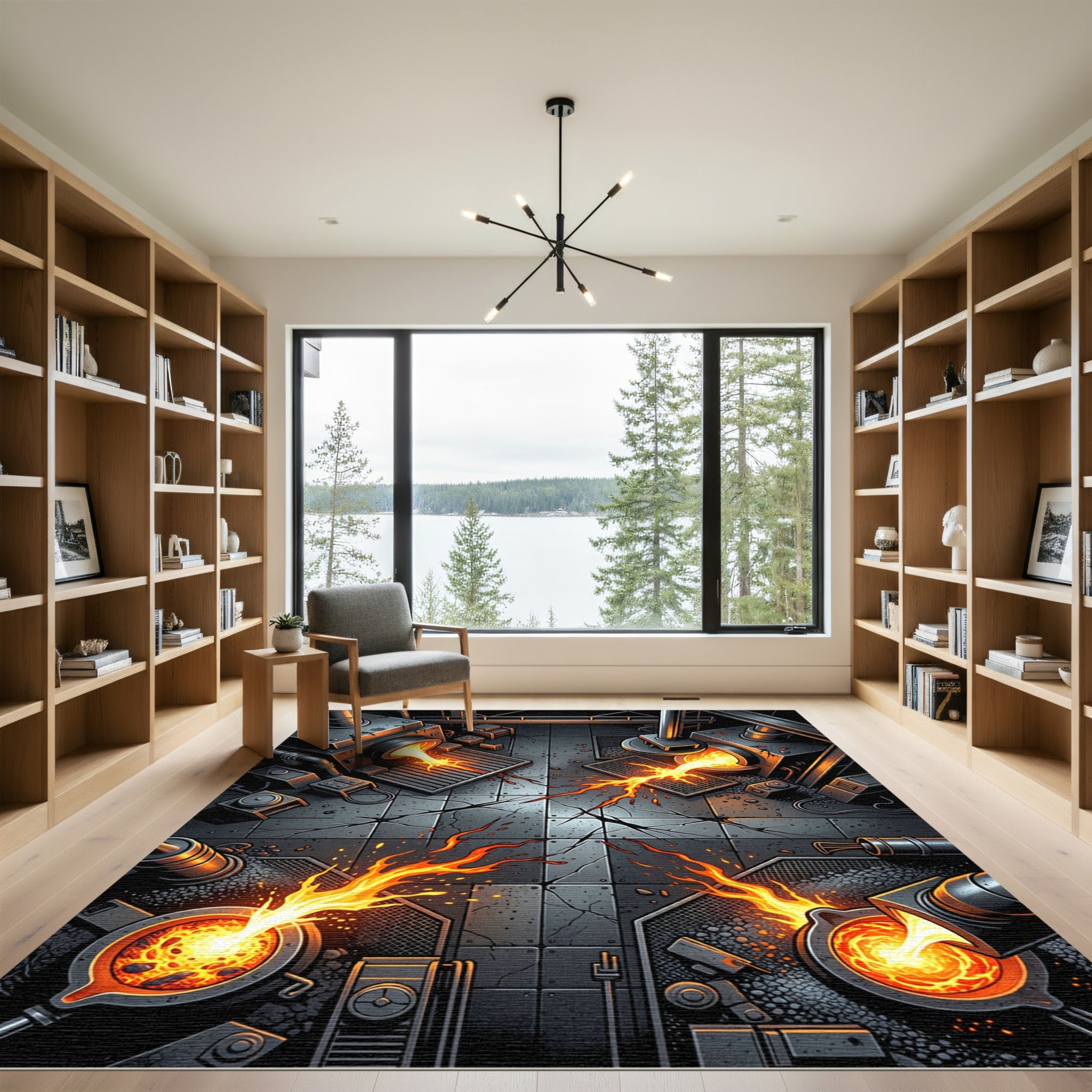 Industrial Molten Metal Flow Fire Rug