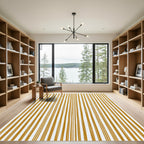 Minimalist Vertical Golden Ochre Stripes Rug