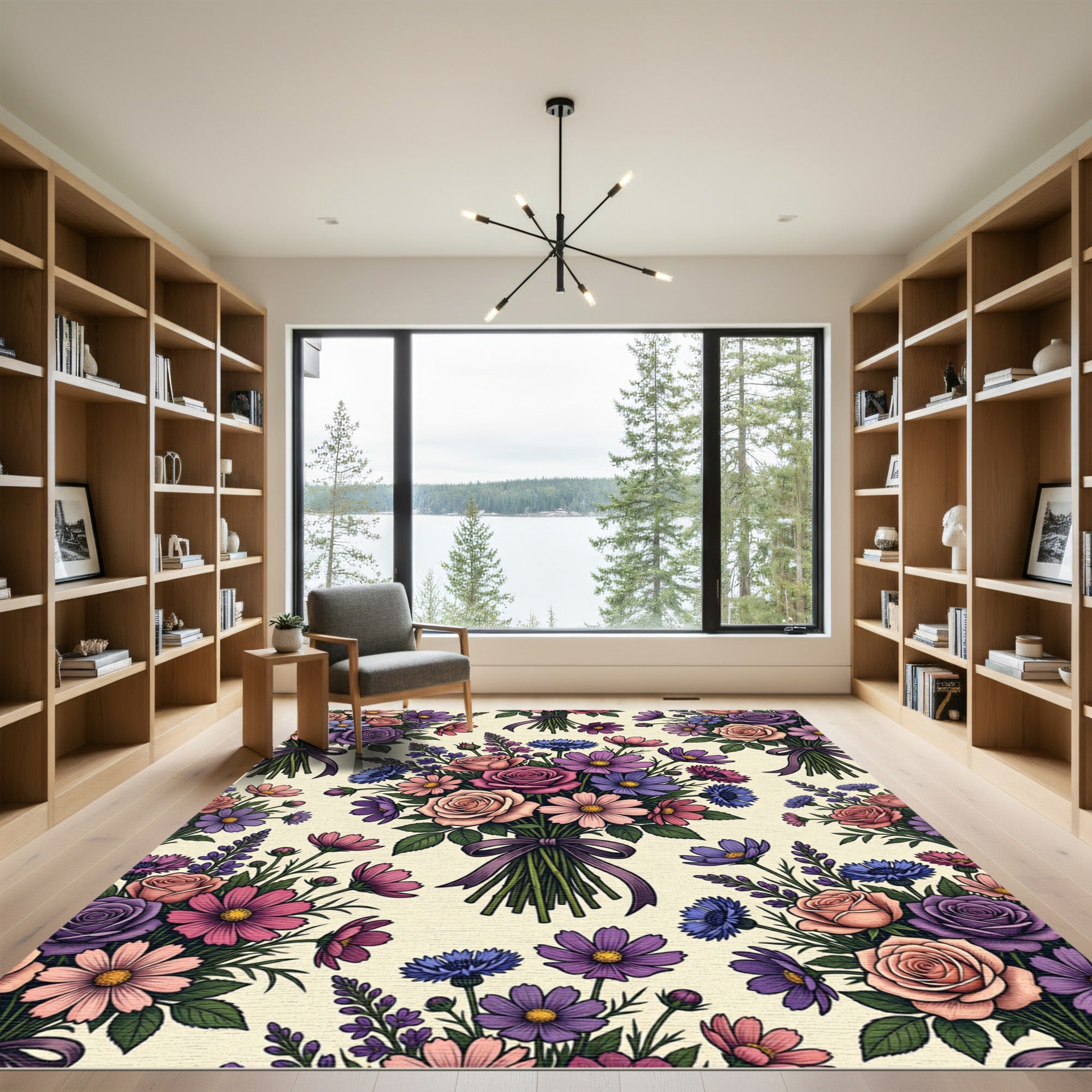 Vintage Floral Bouquet Botanical Garden Rug