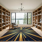 Golden Radiant Burst Abstract Rays Rug