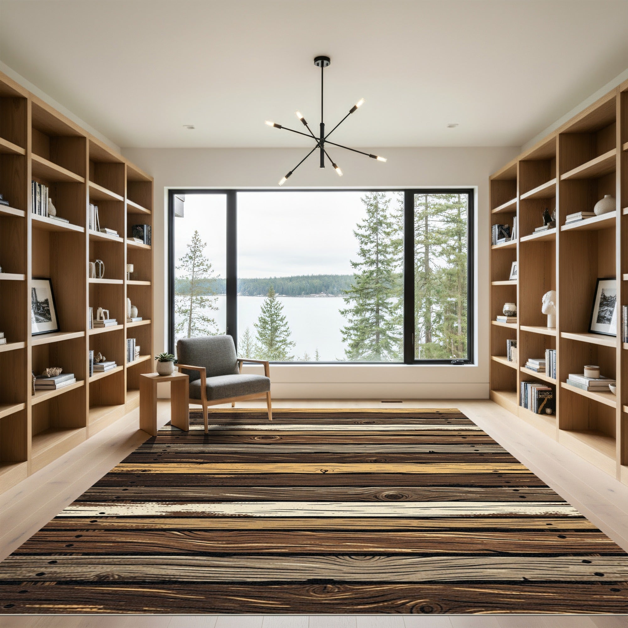Rustic Wood Grain Horizontal Plank Rug