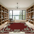 Crimson Cream Celtic Knot Border Rug
