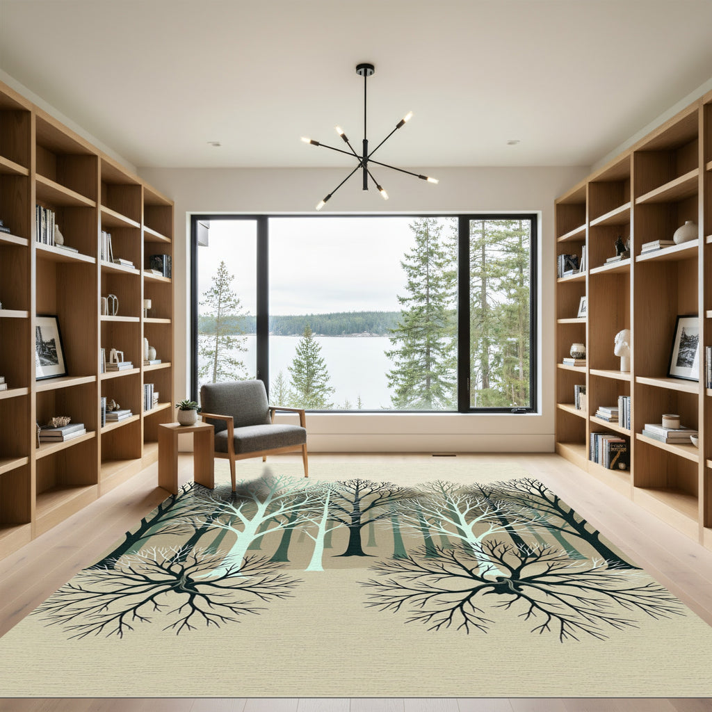 Ethereal Winter Forest Silhouette Art Rug